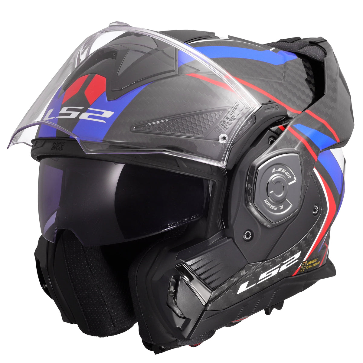 LS2 Advant X Carbon Modular Helmet | Future II | Gloss Blue/White/Red | XS–3XL | 901-2151
