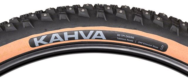 45NRTH Kahva Studded Winter Tire - 27.5x2.1 Tan | 240 Concave Carbide Studs | 60 TPI Tubeless