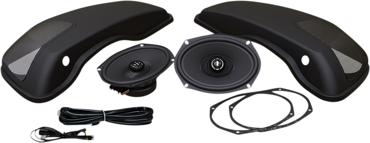 Hogtunes XL Saddlebag Speaker Lid Kit | 6″ × 9″ | Matte Black | Late-Model Touring