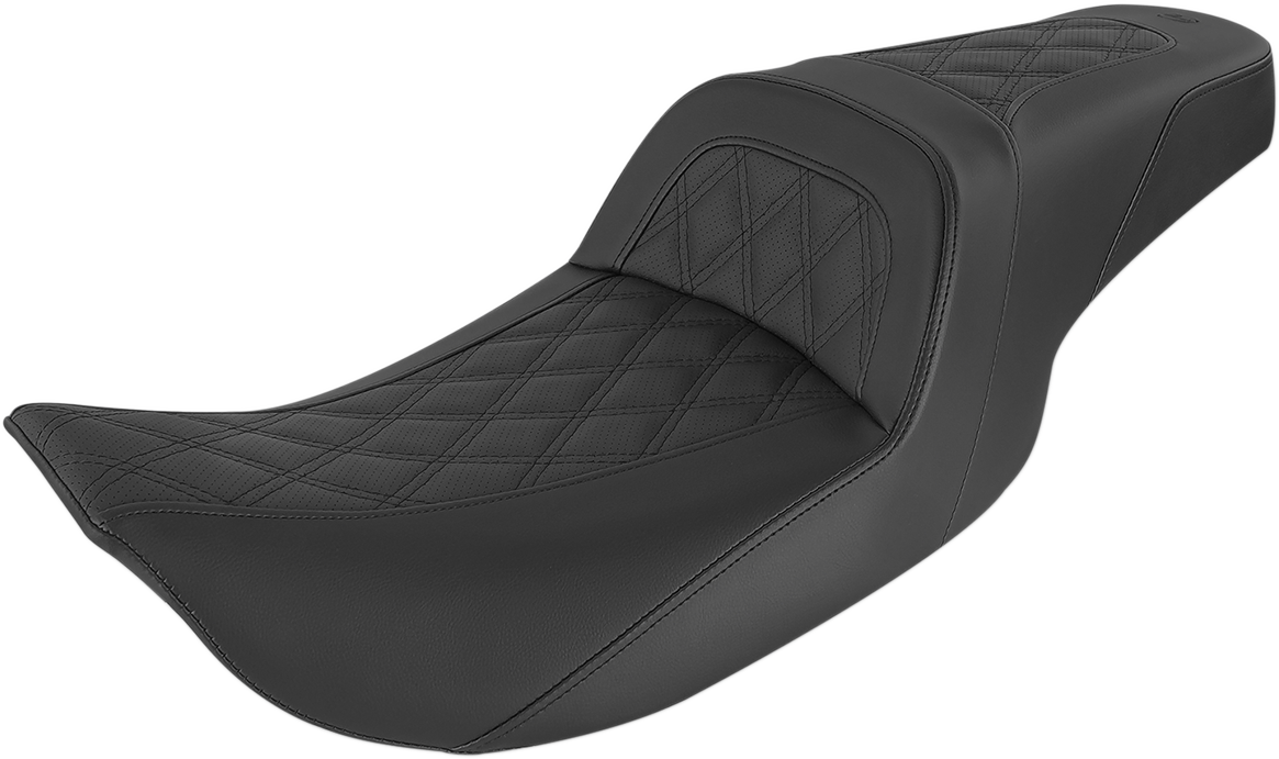 SADDLEMEN Slim Seat - Black - Lattice Stitch - Part Number 897-06-162 for '99-'07 FL