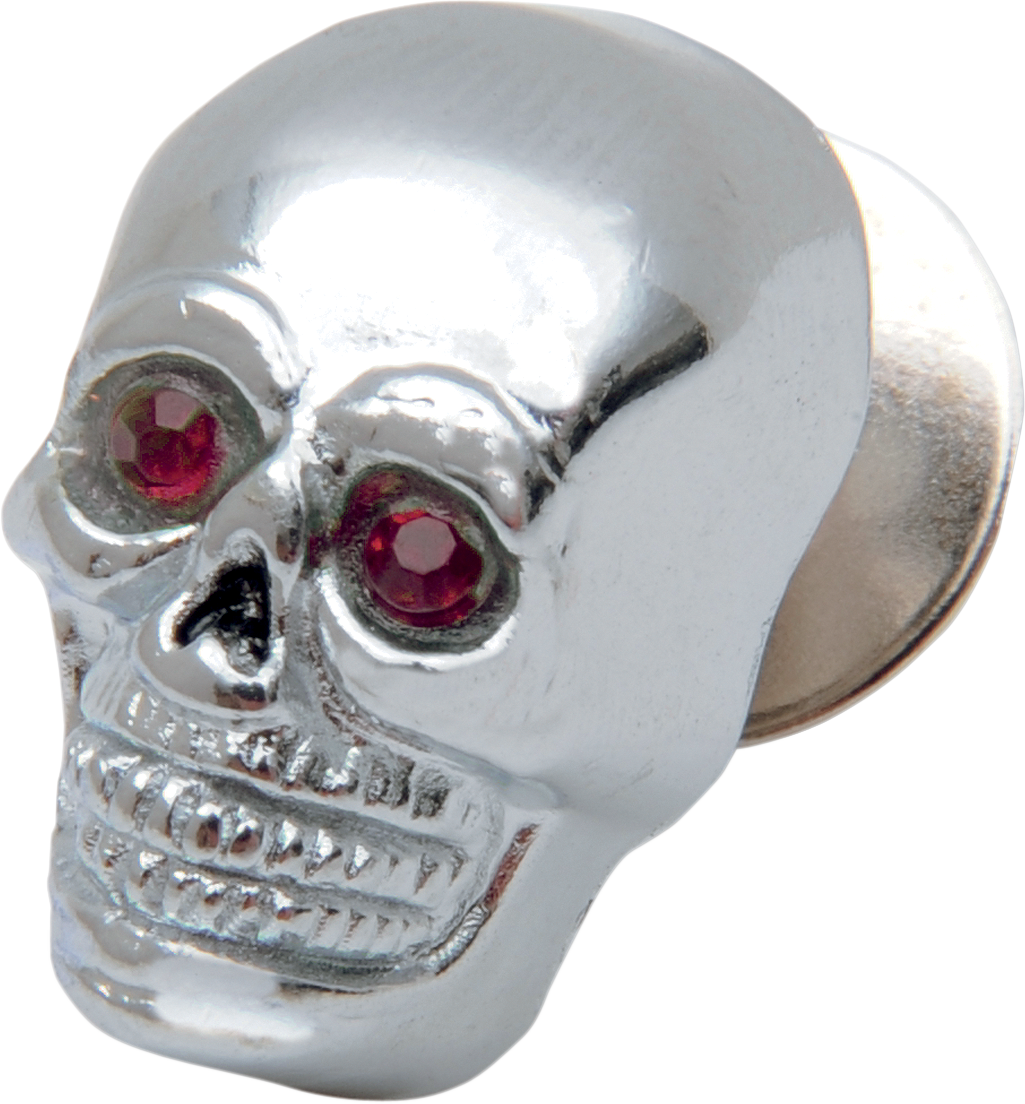 DRAG SPECIALTIES Skull with Red Eyes - Small - Chrome 74401R - Cycle City Outdoors