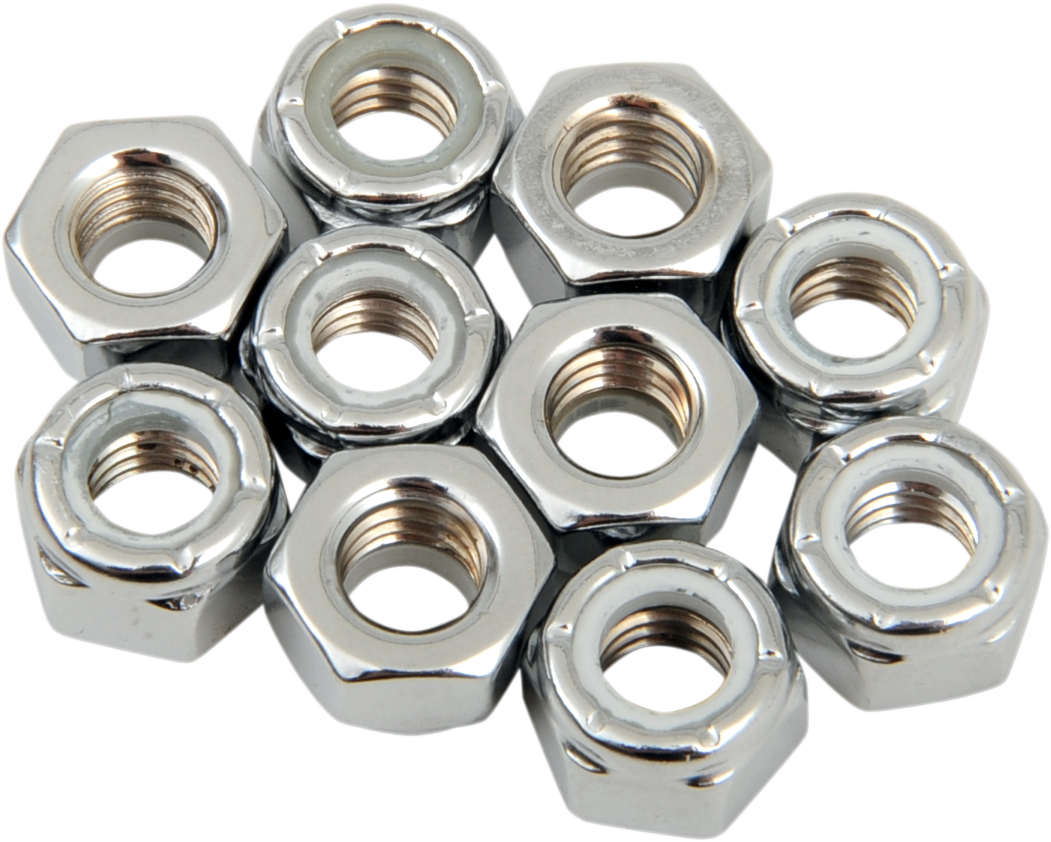 DRAG SPECIALTIES Nuts - Nylon - Chrome - 5/16"-18 MPB275 - Cycle City Outdoors
