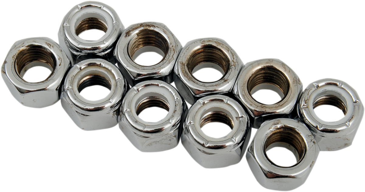 DRAG SPECIALTIES Nuts - Nylon - Chrome - 5/16"-24 MPB276 - Cycle City Outdoors