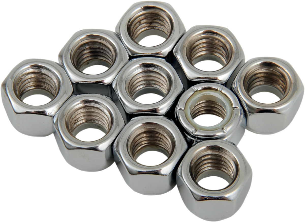 DRAG SPECIALTIES Nuts - Nylon - Chrome - 3/8"-16 MPB277 - Cycle City Outdoors