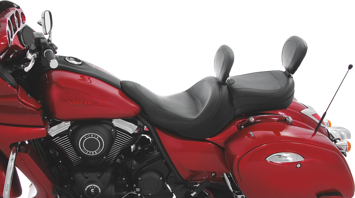 MUSTANG Seat - Vintage - Wide - Touring - With Driver Backrest - One-Piece - Smooth - Black - Vaquero 79688