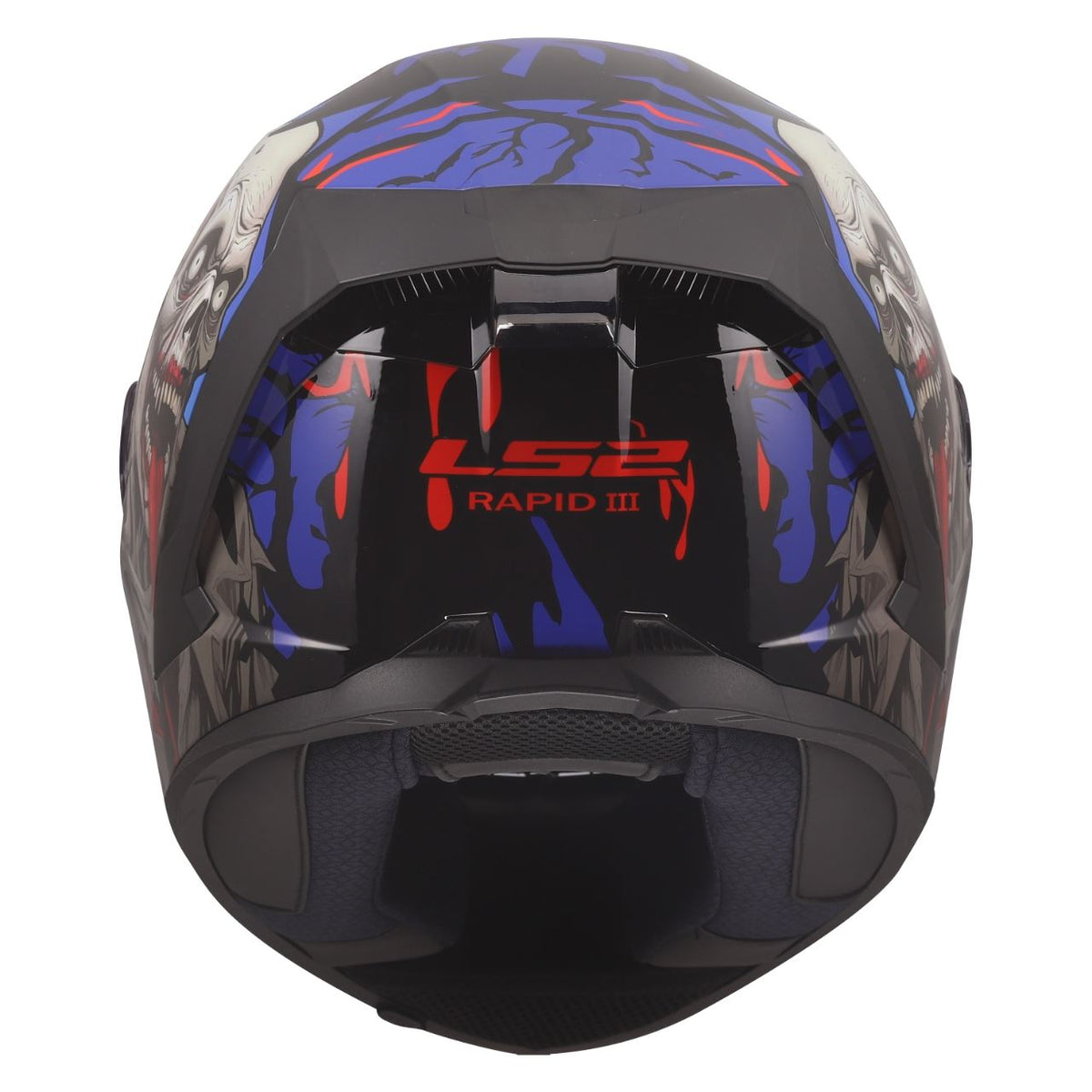 LS2 Rapid III Full Face Street Helmet | Zombie | Gloss Black/Blue/Red | XS–3XL | 820-1151