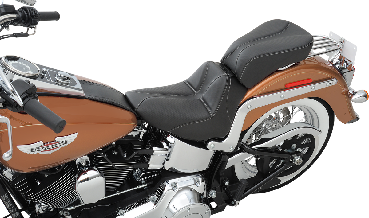 SADDLEMEN Dominator Solo Seat - w/o Backrest - Black w/ Gray Stitching - FLSTC/N '06-'17 806-15-0042