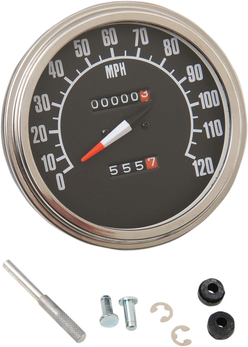 DRAG SPECIALTIES 5" MPH FL-Style 1:1 Speedometer - '68-'84 Black Face 70847M - Cycle City Outdoors