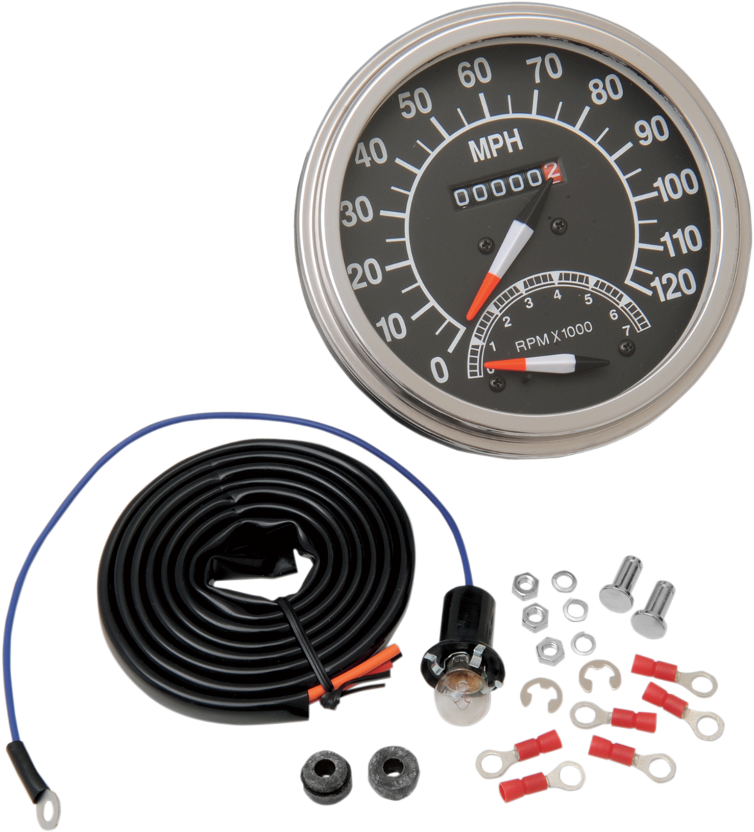 DRAG SPECIALTIES 5" MPH FL-Style 2:1 Speedometer with Tach - '68-'84 Black Face 72418M - Cycle City Outdoors