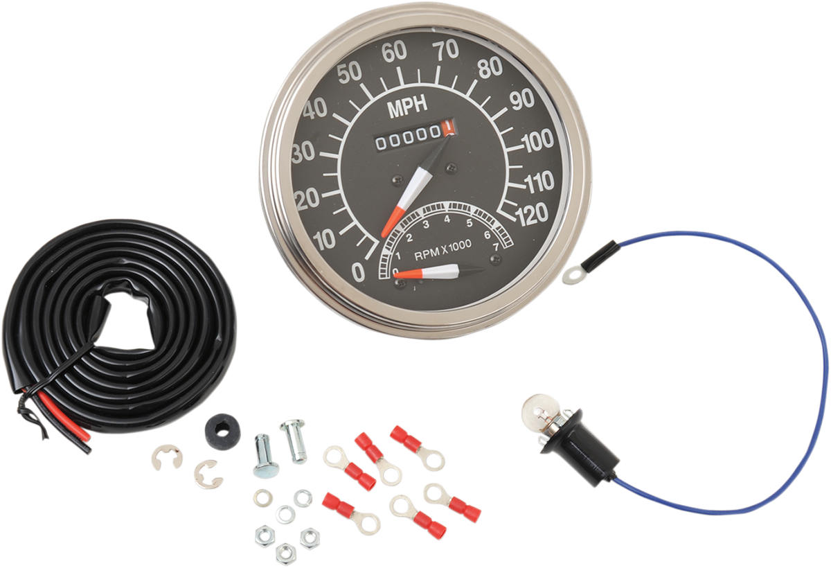 DRAG SPECIALTIES 5" MPH FL-Style 1:1 Speedometer with Tachometer - '68-'84 Black Face 71478M - Cycle City Outdoors