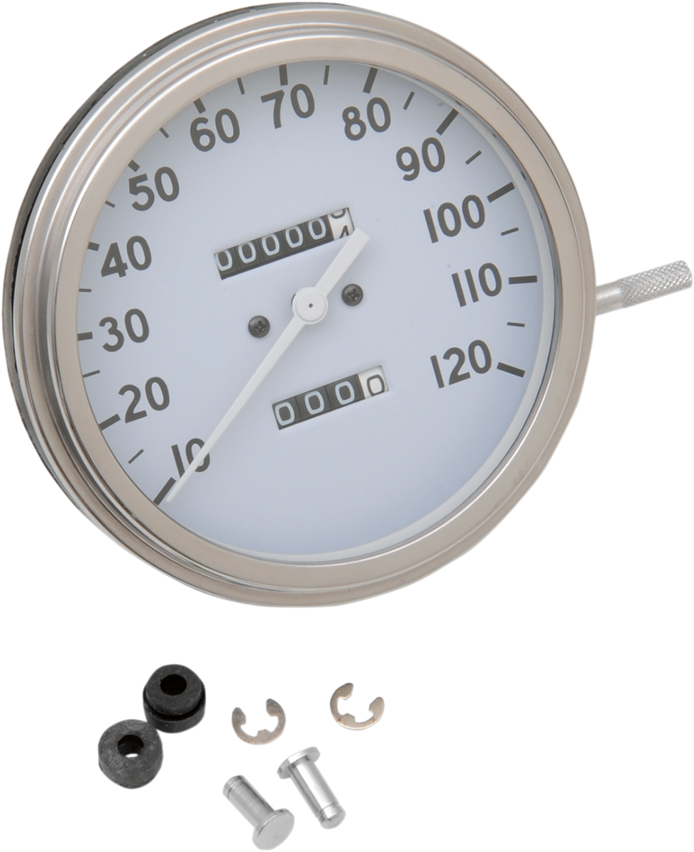 DRAG SPECIALTIES 5" MPH FL-Style 2:1 Speedometer - '36-'40 White Face 72758M - Cycle City Outdoors