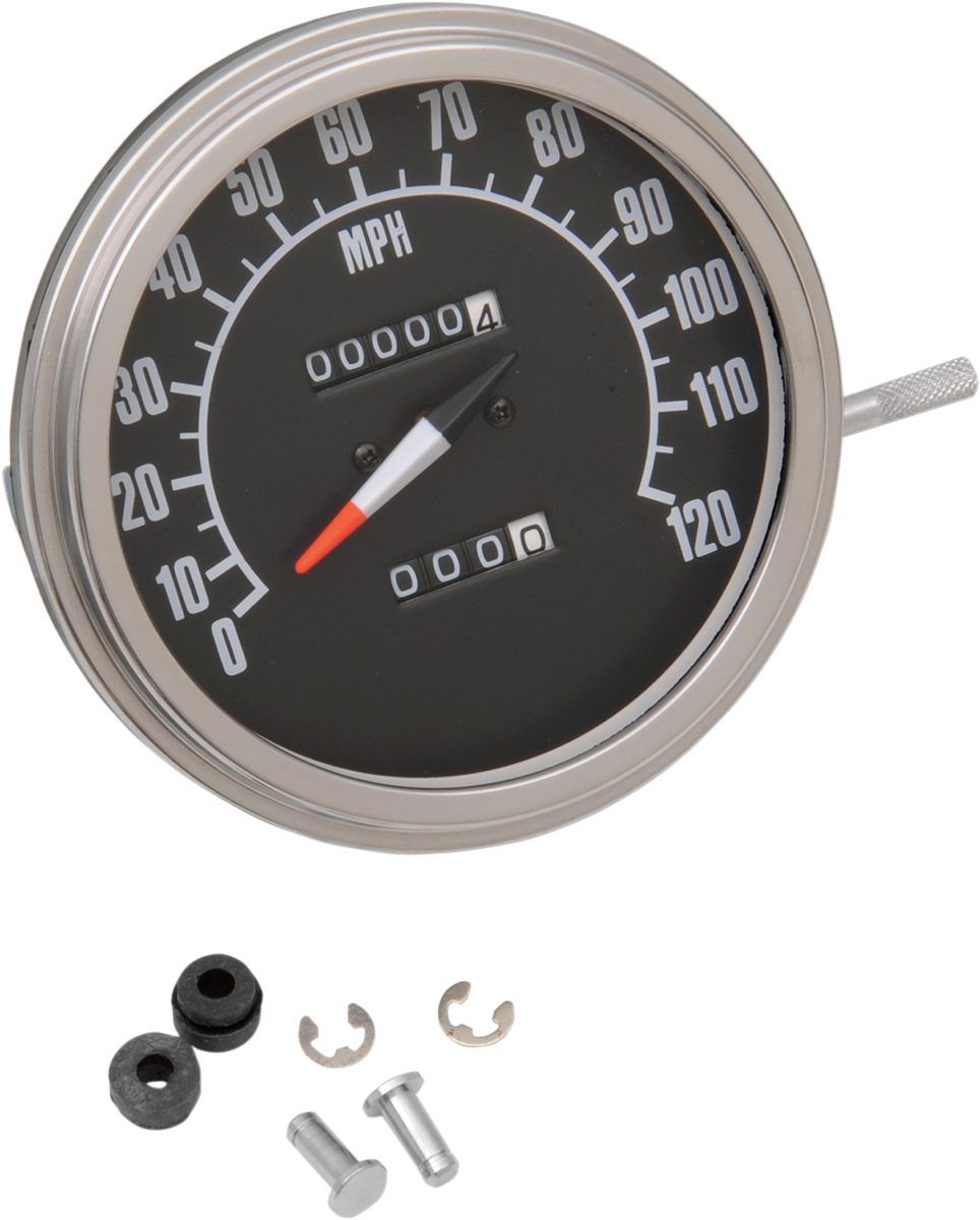 DRAG SPECIALTIES 5" MPH FL-Style 2:1 Speedometer with Tach - '68-'84 Black Face 72761M - Cycle City Outdoors