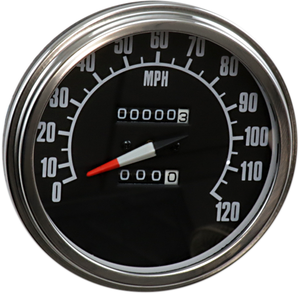 DRAG SPECIALTIES 5" FL-Style 2240:60 Speedometer with Reed Switch - '68-'84 Black Face 74584M - Cycle City Outdoors