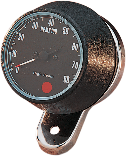 DRAG SPECIALTIES 8000 RPM Mechanical Tachometer - Chromed Bracket - Black Face 72701 - Cycle City Outdoors