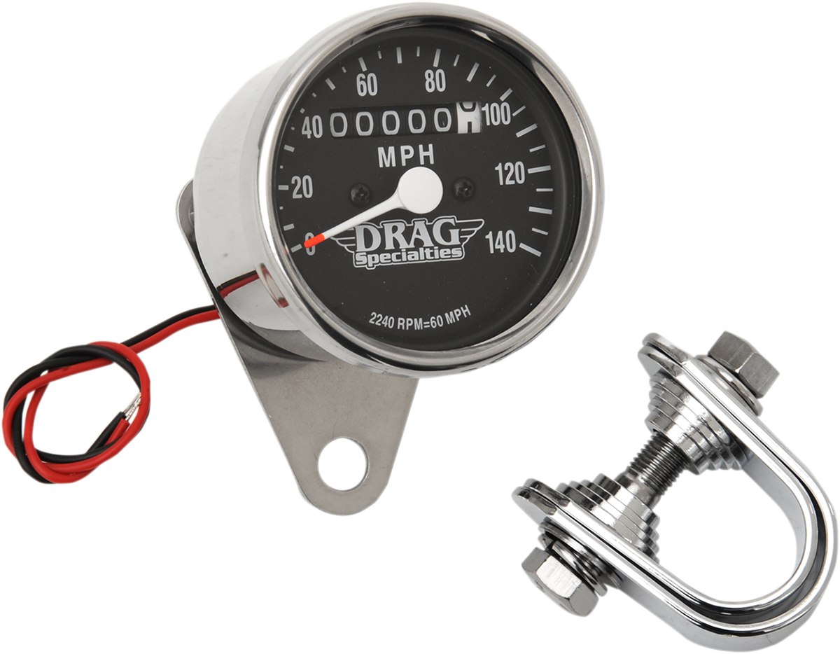 DRAG SPECIALTIES 2.4" MPH Mini LED Mechanical Speedometer/Indicators - Chrome Housing - Black Face - 2240:60 21-6809DS1-BX15 - Cycle City Outdoors