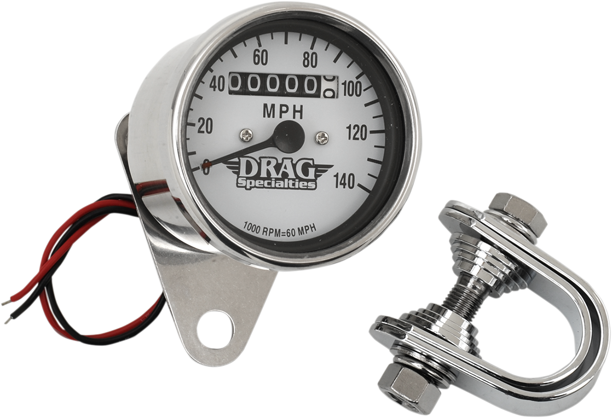 DRAG SPECIALTIES 2.4" MPH Mini LED Mechanical Speedometer/Indicators - Chrome Housing - White Face - 1:1 21-6824DS1-BX15 - Cycle City Outdoors