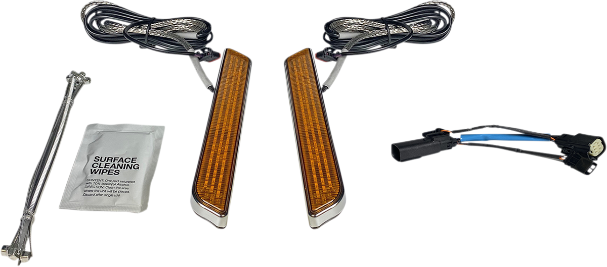 Custom Dynamics LED Fork Light - Amber - Chrome CD-FORK-SS6-AC - Cycle City Outdoors