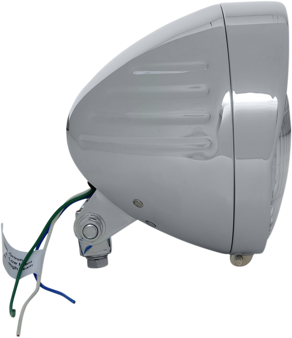 DRAG SPECIALTIES Headlight with Visor 6-1/2" - Grooved 20-0338-BXLB1 - Cycle City Outdoors