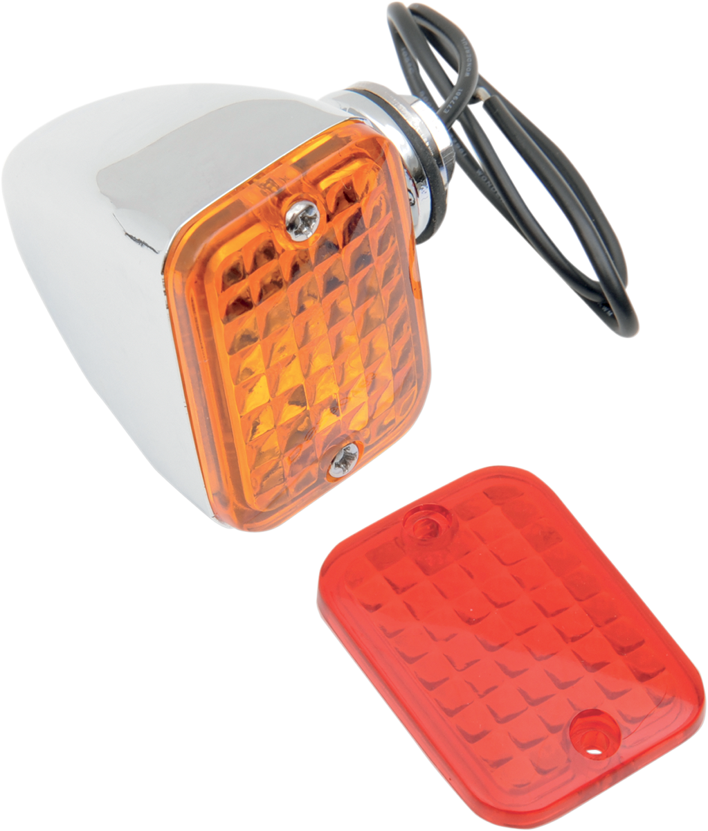 DRAG SPECIALTIES Rectangular Market Light - Single Filament - Amber/Red 163072-BC1 - Cycle City Outdoors