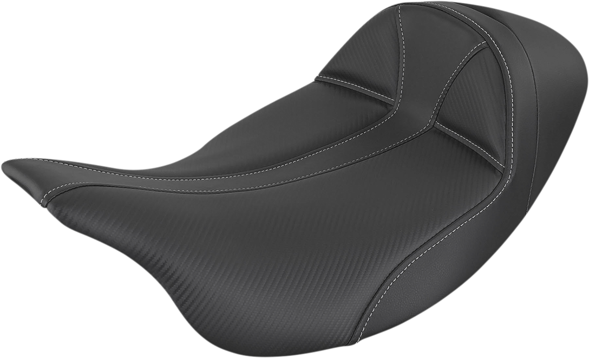 SADDLEMEN Dominator Solo Seat - Extended Reach - 808-07B-0042EXT - Black with Gray Stitching for Harley-Davidson '08-'23