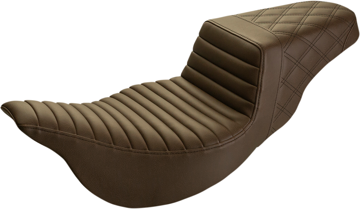 SADDLEMEN Step-Up Seat - Extended Reach - Front Tuck-n-Roll/Rear Lattice Stitch - Brown - FL '08-'23 (Part Number: 808-07B-176BREX)