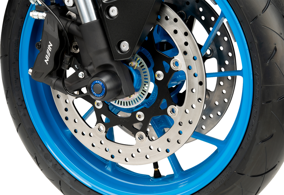 Puig Hi-Tech Parts 21623N Axle Sliders - Front - Black - Pair - Suzuki GSX-8R/S | Street