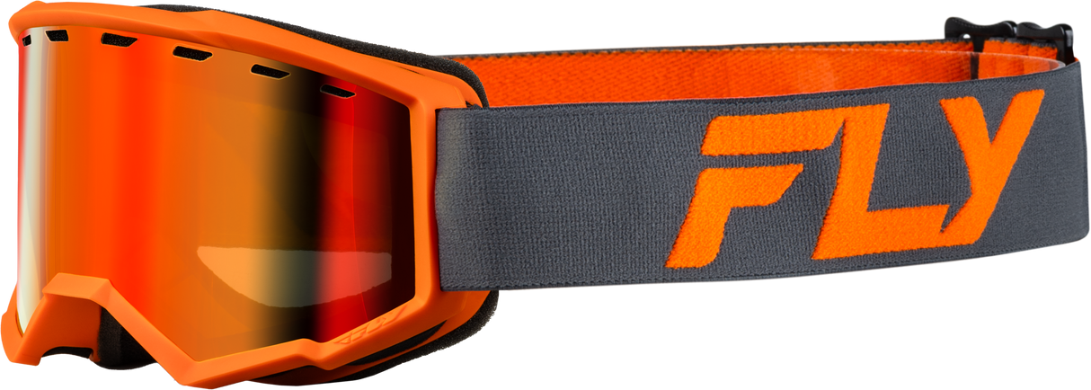 Yth Focus Snow Goggle Char/Org W/ Red Mirror/Amber Lens - Cycle City Outdoors