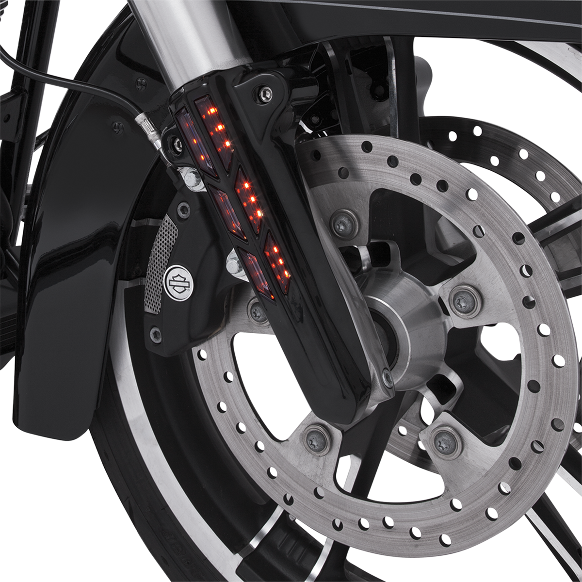 Ciro Forkini Lower Leg Covers - Gloss Black - With LEDs 43003 - Cycle City Outdoors