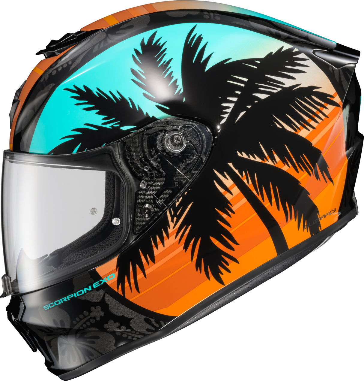 Scorpion - Exo R330 Full Face Helmet Tubbs Light Blue/Orange Xl
