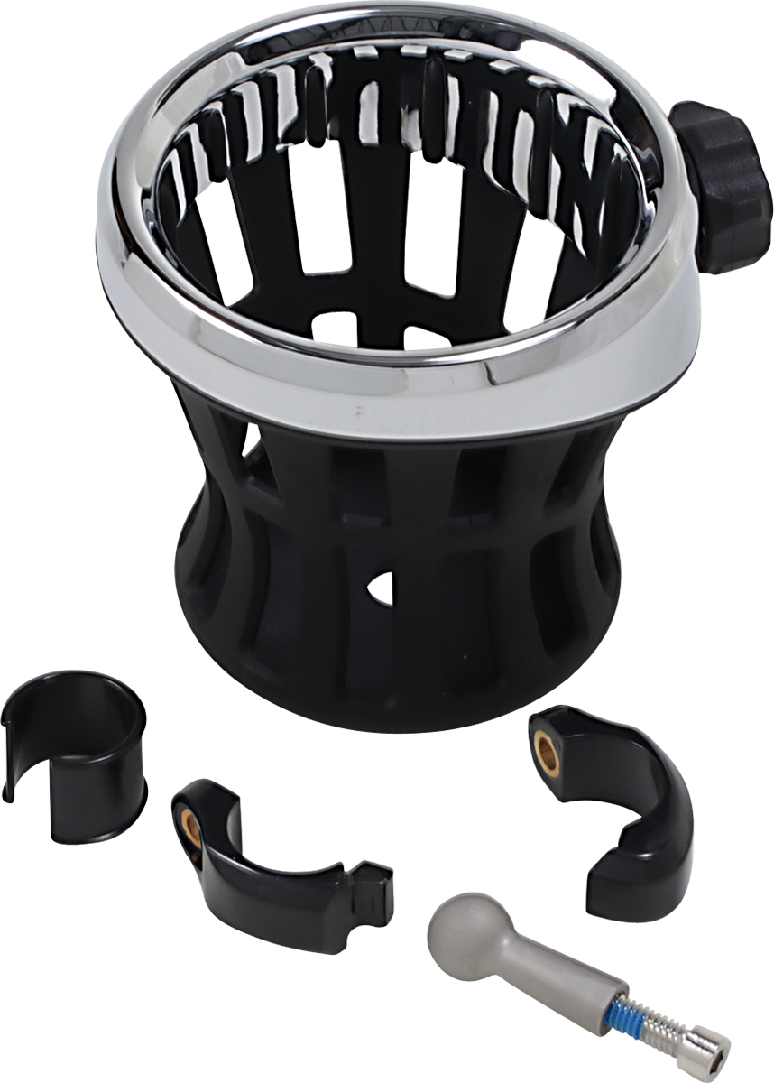 CIRO Drink Holder - 7/8" & 1" Handlebar Mount - Chrome/Black Clamp 50413 - Cycle City Outdoors