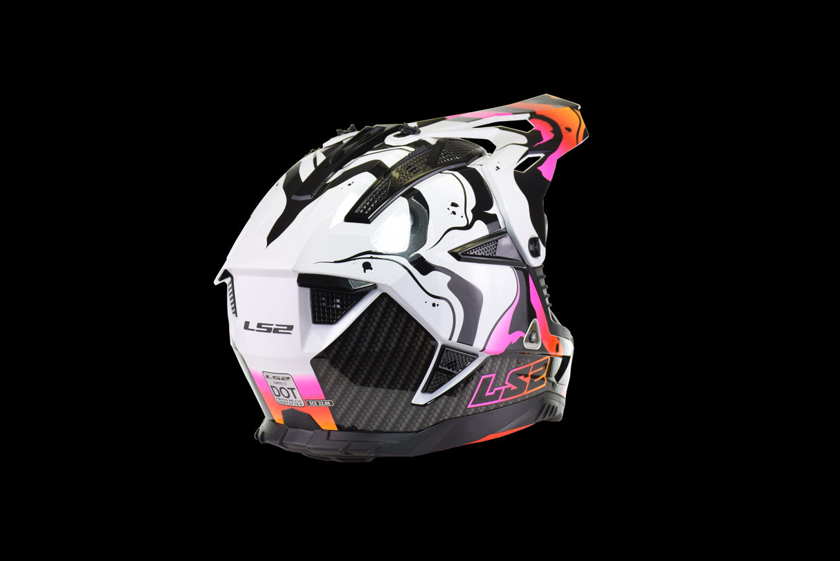 LS2 - Gate II Motocross Helmet - Wash - Gloss White/Orange/Purple