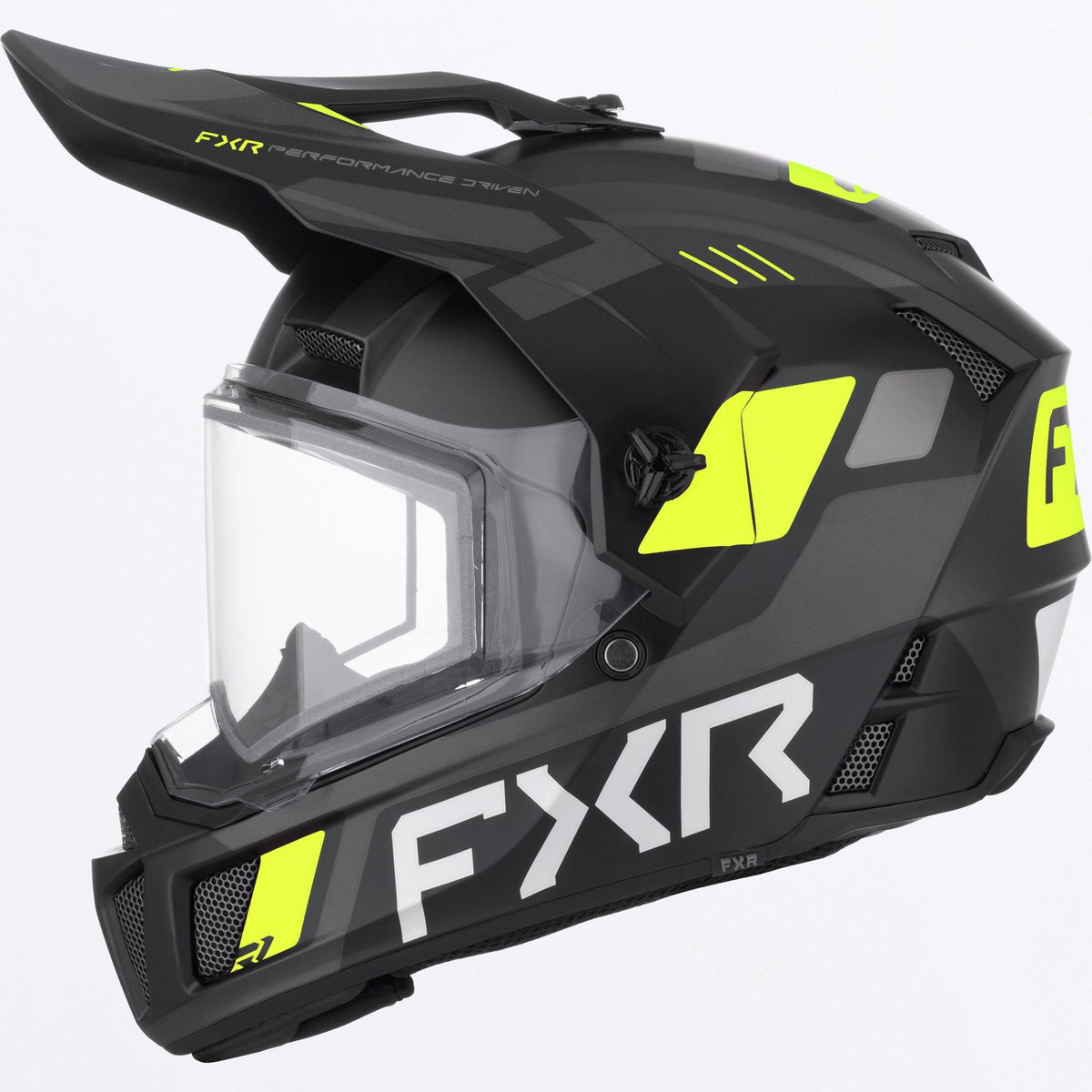 FXR Youth Clutch-X Helmet w/ Dual Shield | Black/HiVis | Sizes YL, YXL