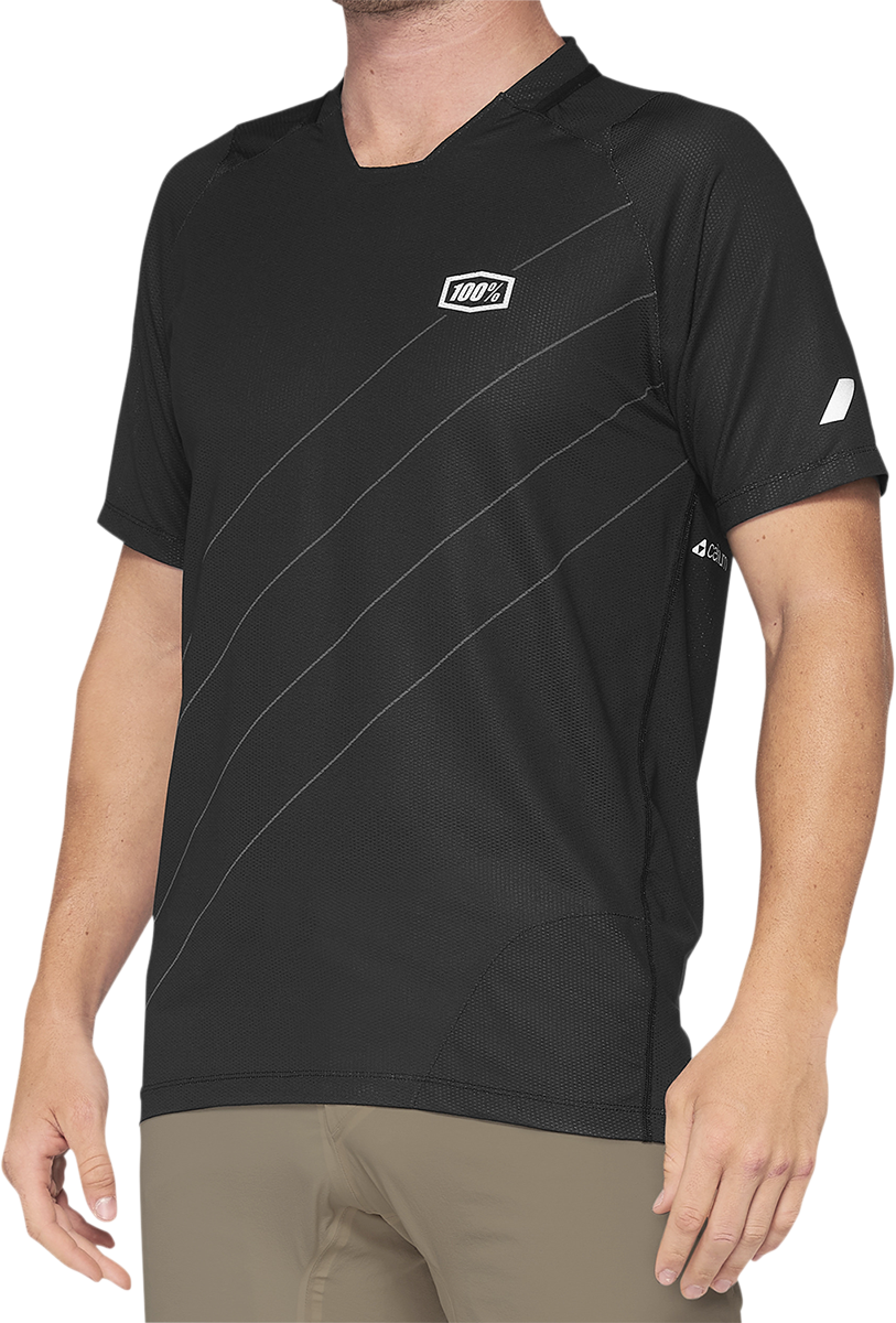 100% Celium Short-Sleeve Jersey - Dark Gray/Black - Large 41204-290-12