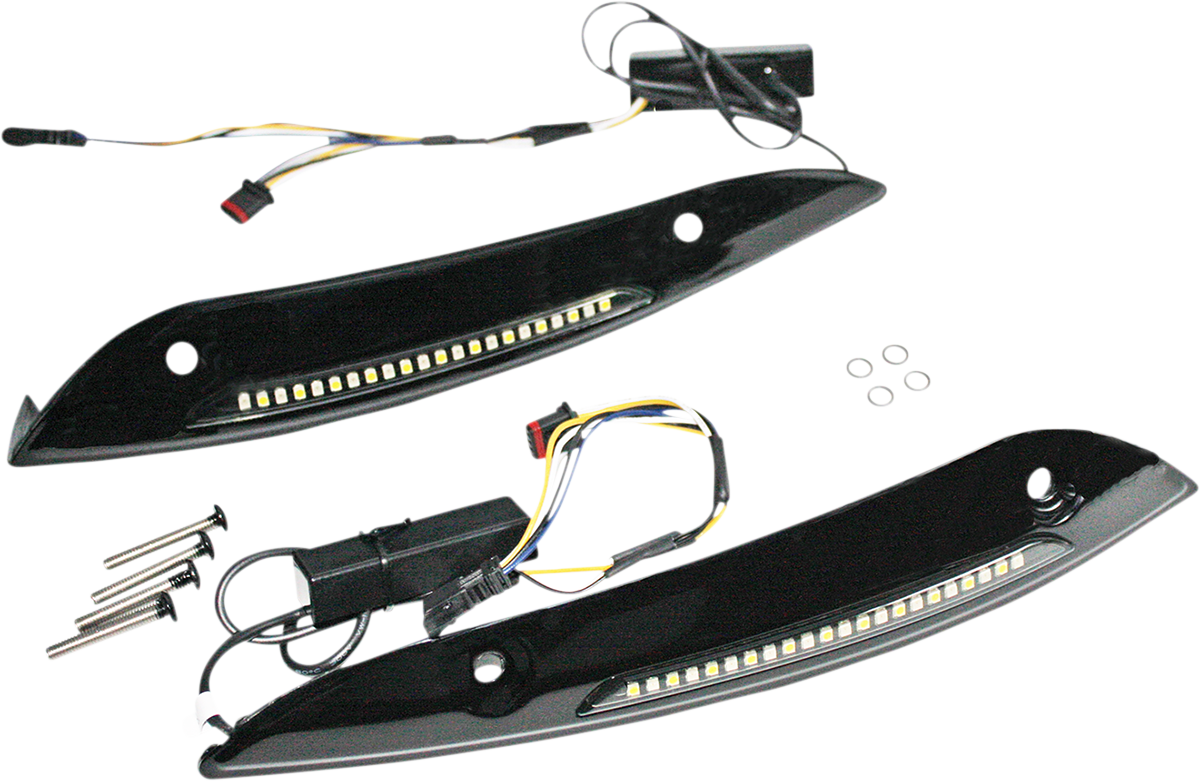 Custom Dynamics Windshield Trim - Sequential Turn Signal - Black CD-RG-SWT-AW2-B - Cycle City Outdoors