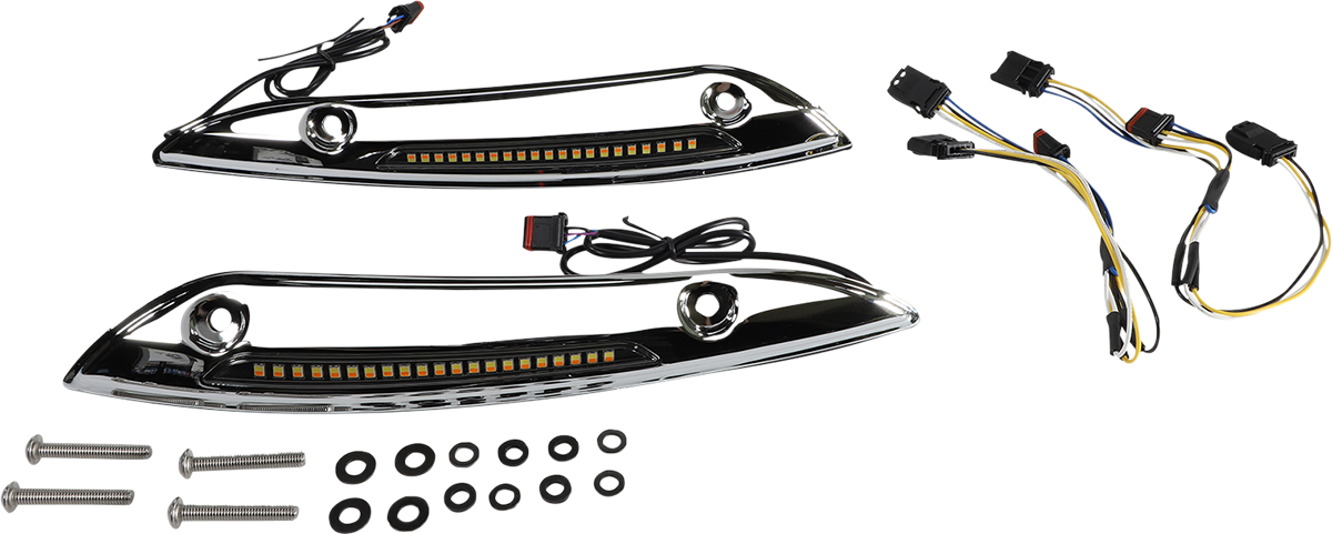 Custom Dynamics Windshield Trim - Sequential Turn Signal - Chrome CD-RG-SWT-AW2-C - Cycle City Outdoors