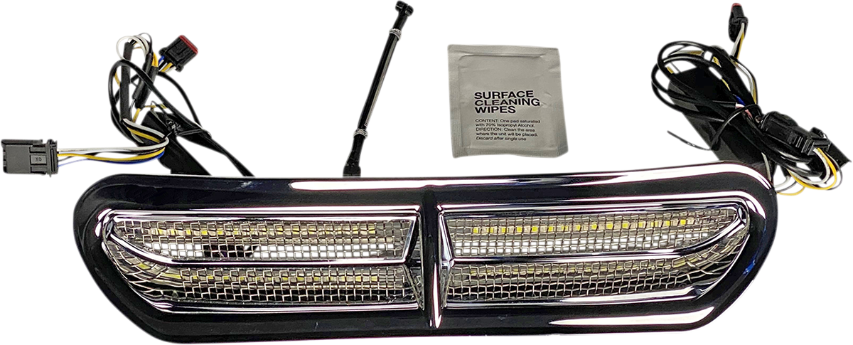 Custom Dynamics LED Vent Insert - Amber/White - Chrome w/ Stainless Mesh CD-VENT-AW2-C - Cycle City Outdoors