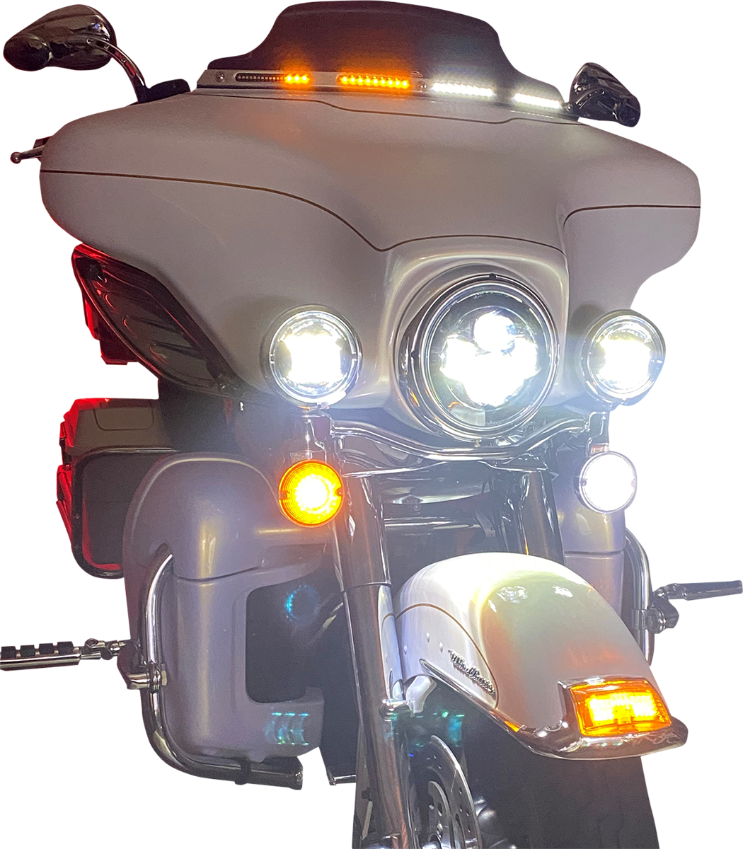 Custom Dynamics Windshield Trim - Sequential Turn Signals - Chrome CD-WT2-SEQ-05-C - Cycle City Outdoors