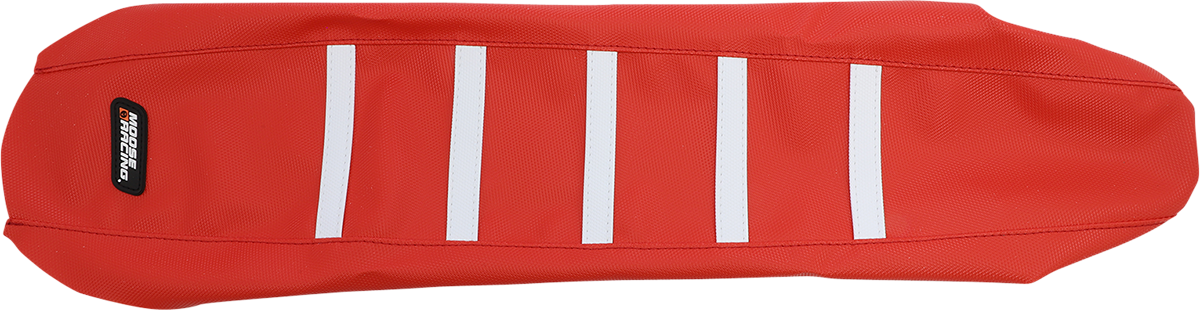 MOOSE RACING Ribbed Seat Cover - Red Cover/White Ribs - Gas Gas GAS21-331 - Cycle City Outdoors