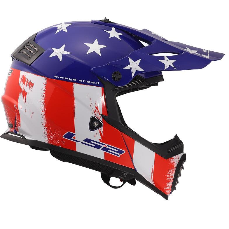 LS2 Gate Youth Battle Scar MX Helmet Gloss Red White Blue