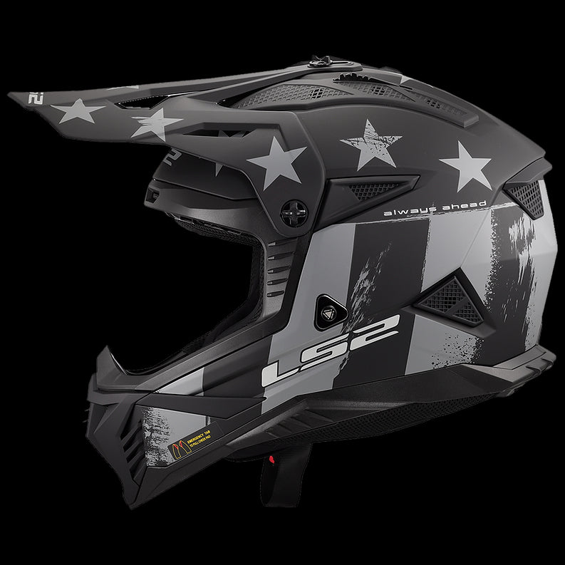 LS2 - Gate II Battle Scar Moto Helmet Matte Gray Tonal Black