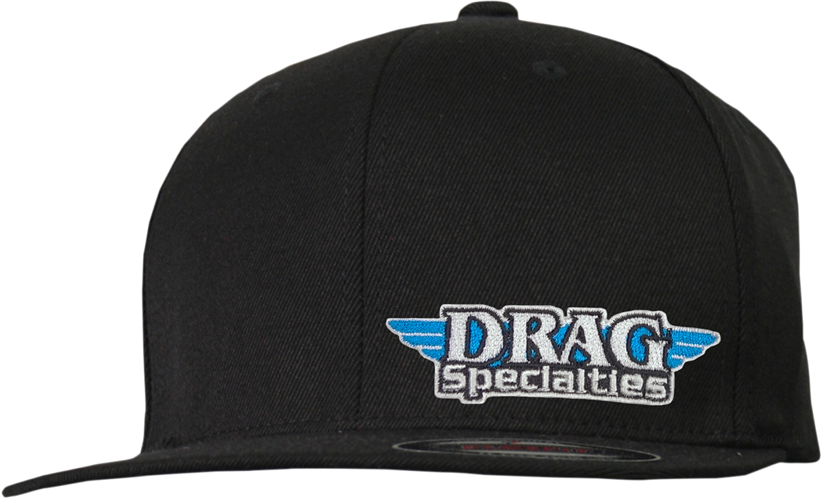 THROTTLE THREADS Drag Specialties Flat Bill Hat - Black DRG23H12BKOR - Cycle City Outdoors