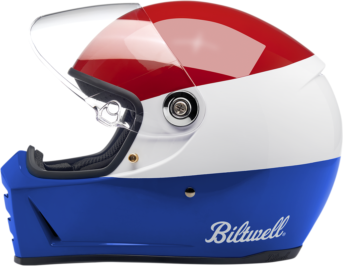 BILTWELL Lane Splitter Helmet - Podium - Gloss Red/White/Blue - Small 1004-549-102