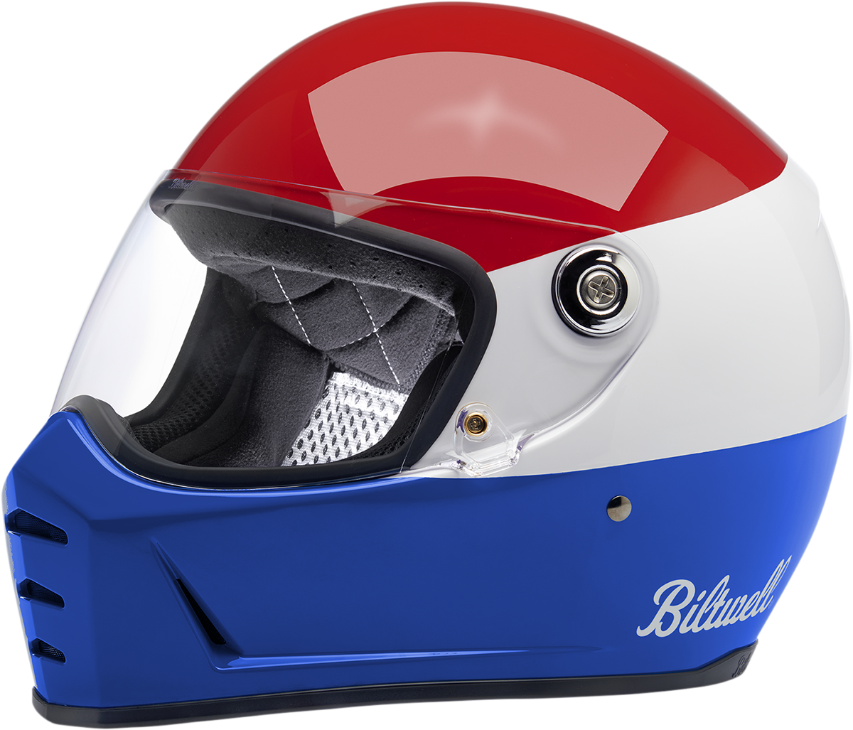 BILTWELL Lane Splitter Helmet - Podium - Gloss Red/White/Blue - Large 1004-549-104