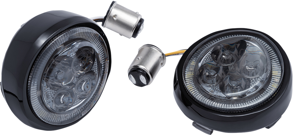 CIRO Turn Signal Insert - Amber/White LED - Smoke Lens - Black 45620