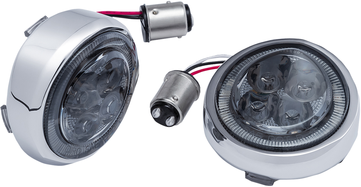 CIRO Turn Signal Insert - Red LED - Smoke Lens - Chrome 45601