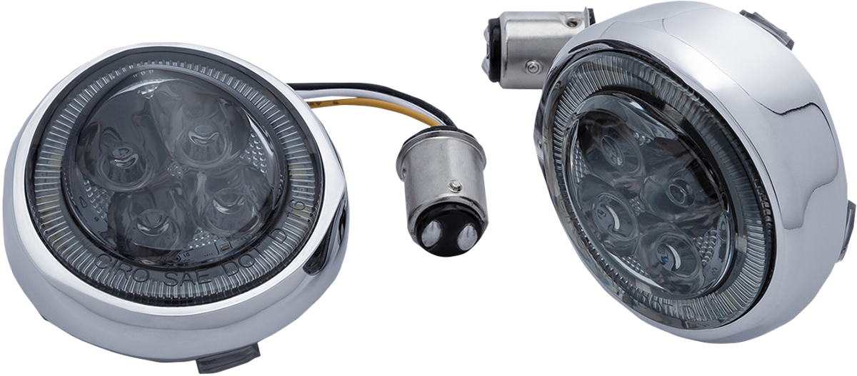 CIRO Turn Signal Insert - Amber/White LED - Smoke Lens - Chrome 45600