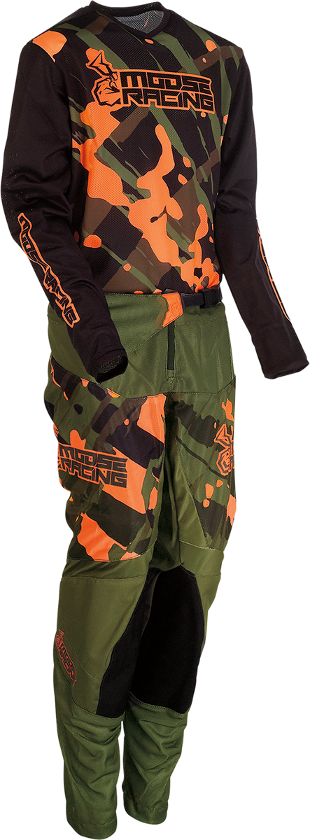 MOOSE RACING Youth Agroid Mesh Jersey - Olive/Orange - Medium 2912-2176 - Cycle City Outdoors