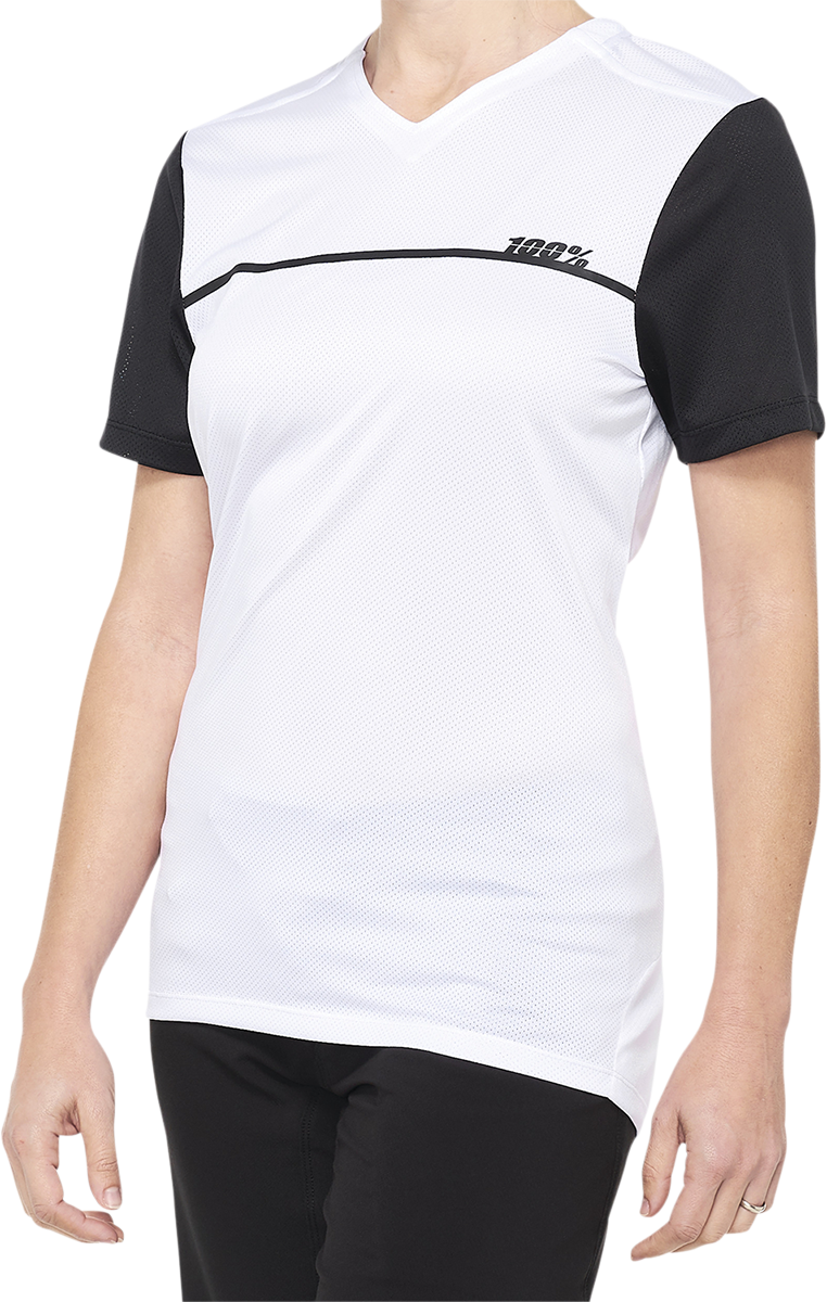 100% Women's Ridecamp Short-Sleeve Jersey - White/Black - Large 40035-00008