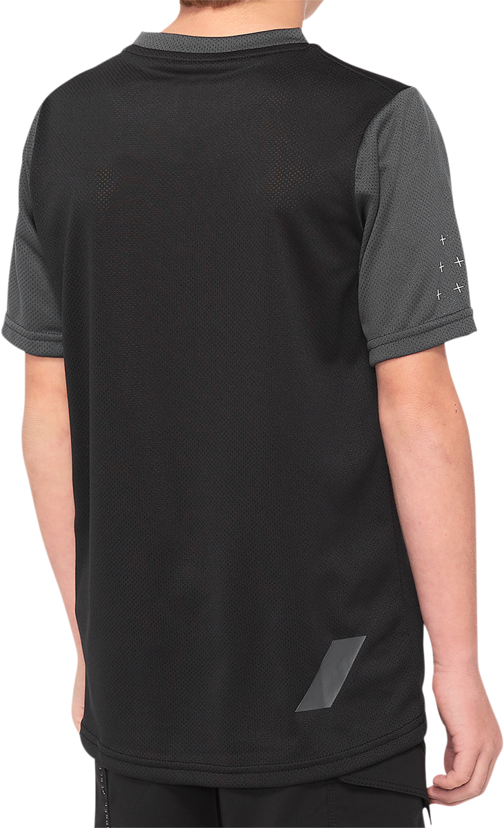 100% Youth Ridecamp Short-Sleeve Jersey - Black/Charcoal - Large 40031-00002