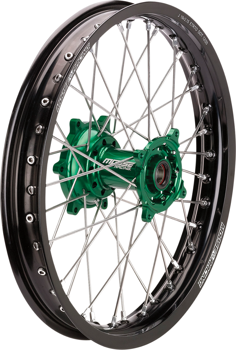 MOOSE RACING Wheel Assembly - SX-1 - Complete - Rear - Black Wheel/Green Hub - 19x2.15 - Kawasaki KR-21519-BKGN - Cycle City Outdoors